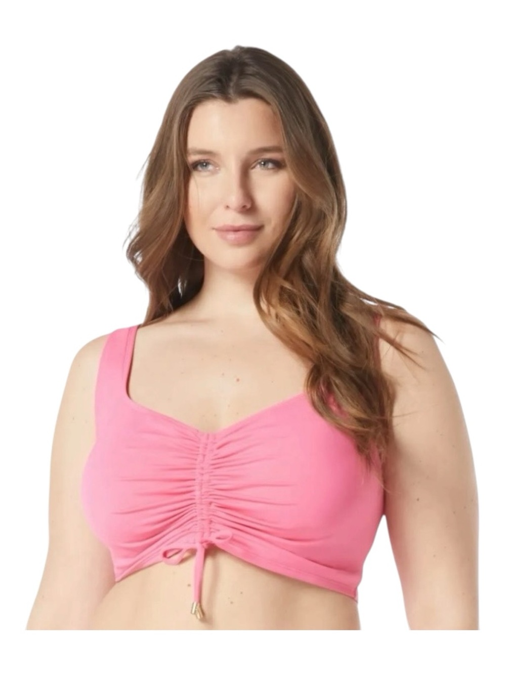 Coco Reef Elevate Bra-Sized Shirred Bikini Top in plumeria pink NWT